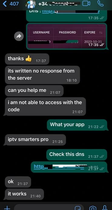 Customer testimonial WhatsApp message