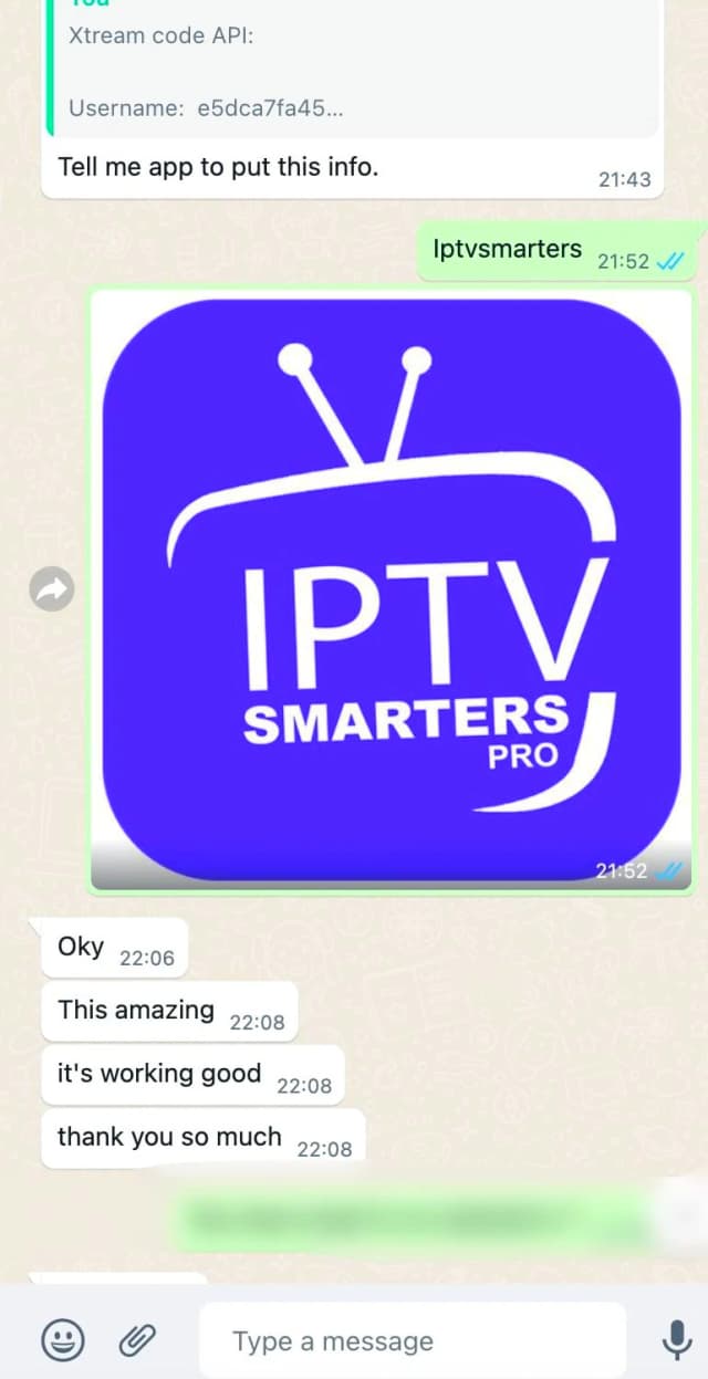 Customer testimonial WhatsApp message